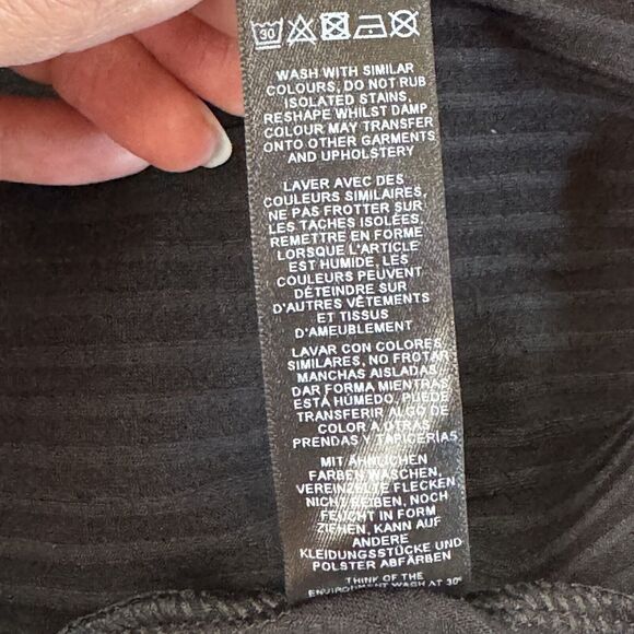 ASOS Ribbed Black V Neck Dress With Tie Bow On Back Size 8 - Picture 9 of 12